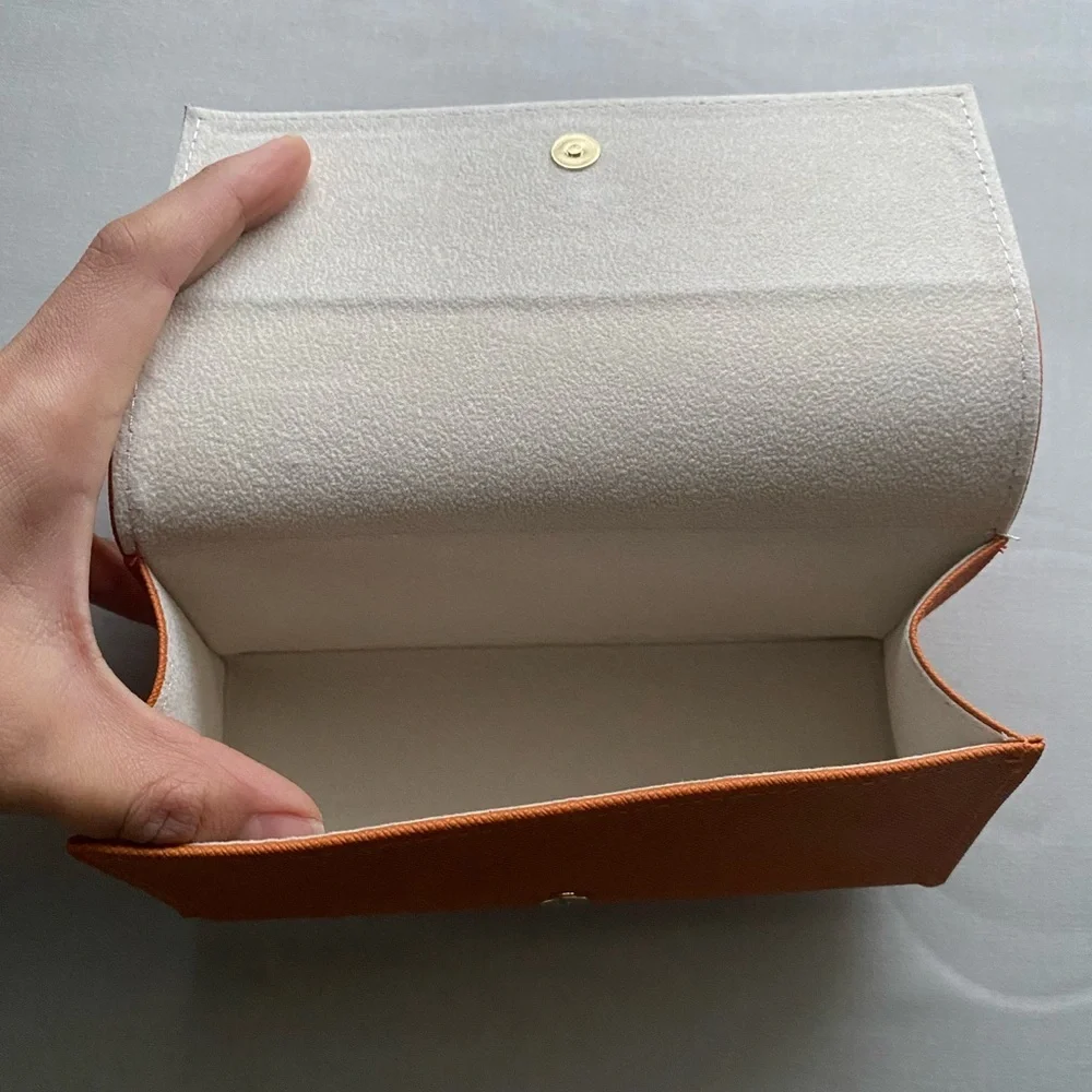 NWOT Tory Burch Sunglasses eyeglasses large Case orange Gold Logo Authentic - Picture 3 of 3